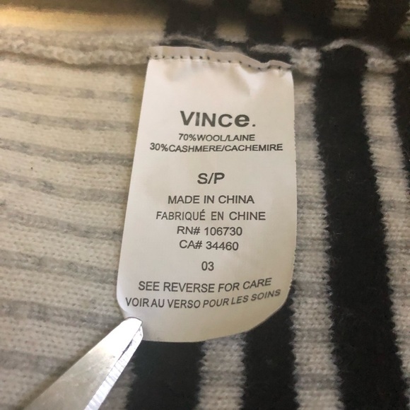 Vince Cardigan Women's Small Draped Cashmere Sleeveless Striped Wool Blend Comfy - Picture 4 of 6